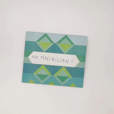 Video of Blue jacquard letterfold being opened to reveal inside, handmade stationery