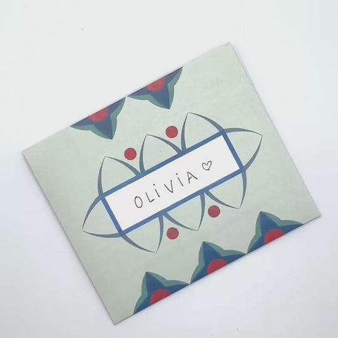 Video of Turquoise flowers letterfold being opened to reveal inside, handmade stationery