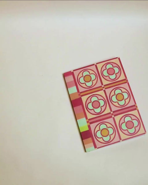 Video flip-through of Stained-glass flowers and stripes A5 notebook, eco stationery made from 100% recycled paper in Berlin