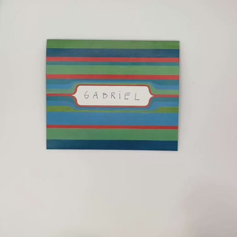 Video of Green stripes letterfold being opened to reveal inside, handmade stationery