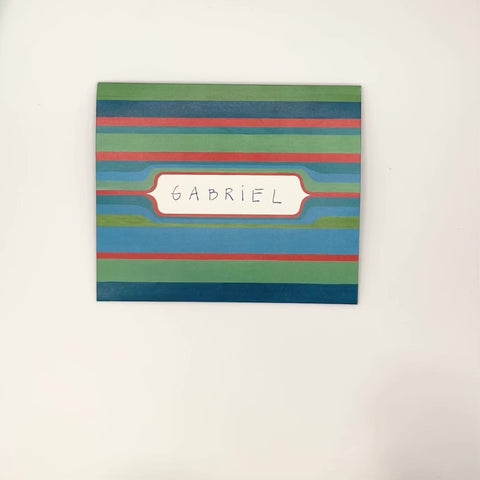 Video of Green stripes letterfold being opened to reveal inside, handmade stationery