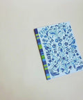 Video flip-through of garden and stripes in blue A5 notebook, eco stationery made from 100% recycled paper in Berlin