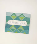 Video of Blue jacquard letterfold being opened to reveal inside, handmade stationery