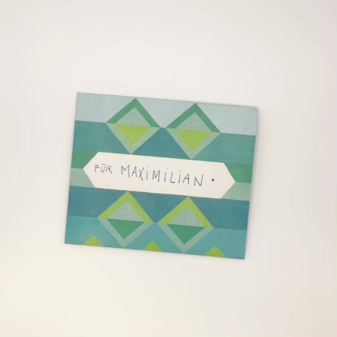 Video of Blue jacquard letterfold being opened to reveal inside, handmade stationery